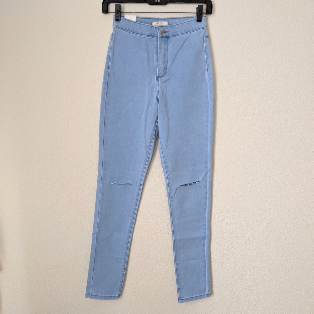 Forever 21 Denim High Rise Super Skinny Jeans Light Blue 24 NWT